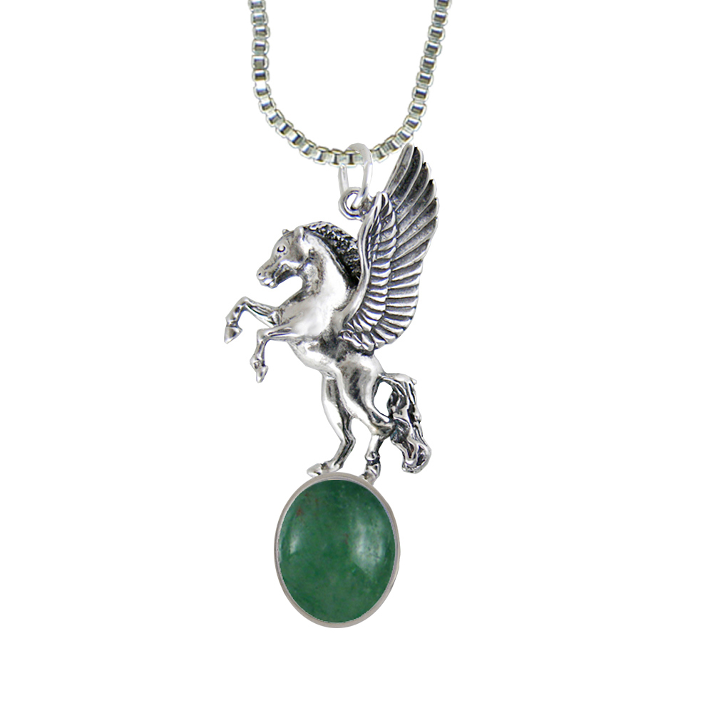 Sterling Silver Unicorn of the Summer Day Pendant With Jade